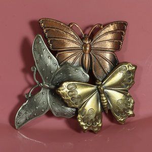vintage K&T tri color butterfly pin